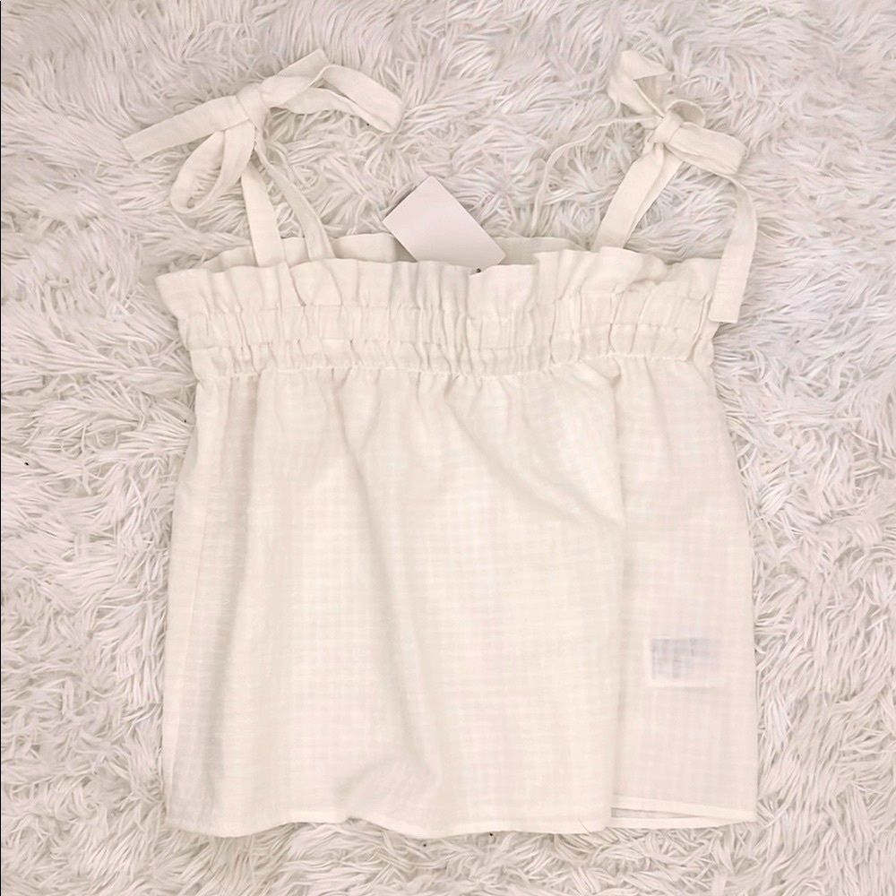 White Gingham Top with Bow Straps
